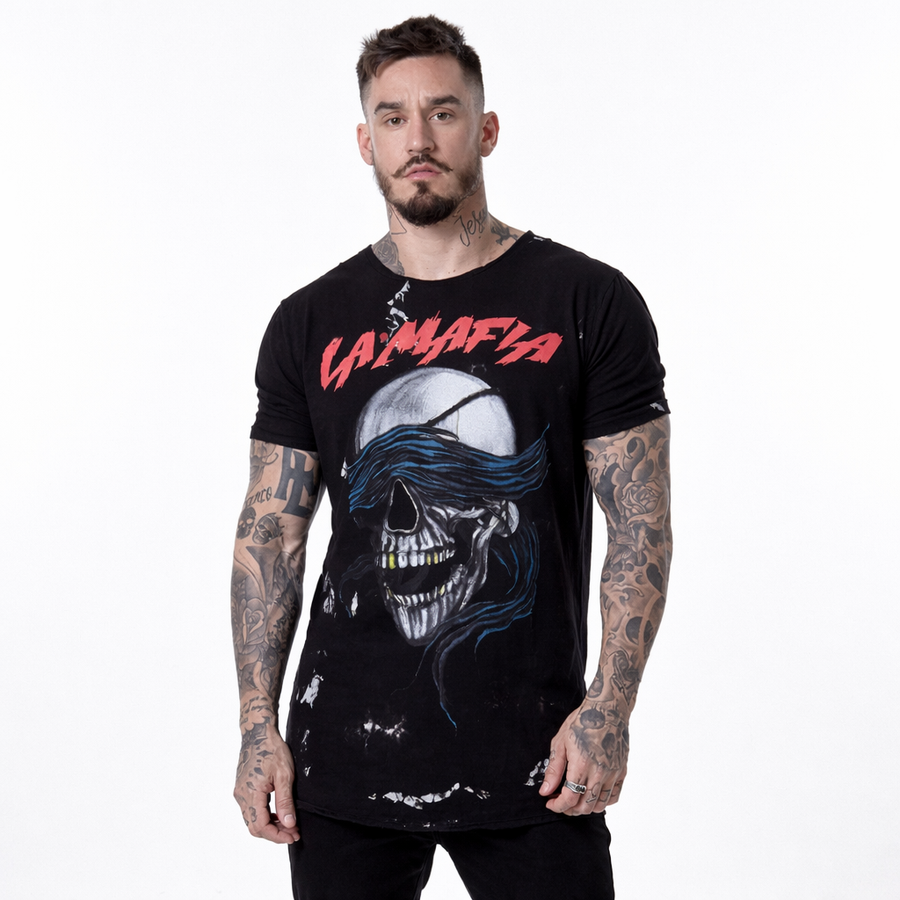 Polera Negra - Estampado Calavera