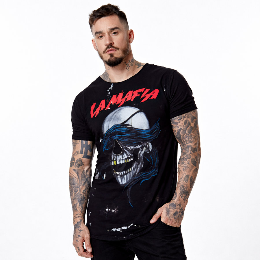 Polera Negra - Estampado Calavera