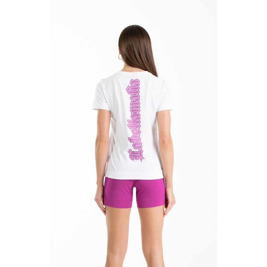 Conjunto Polera y Short Blanco y Fucsia